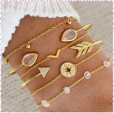 Vimich Alloy Cubic Zirconia Gold-plated Bracelet Set(Pack of 6)