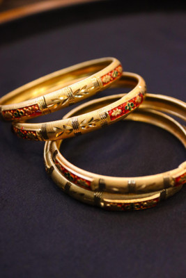 Prasansha Enterprises Brass Gold-plated Bangle Set(Pack of 4)