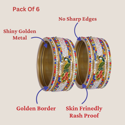 RAFAZA Plastic Cubic Zirconia Bangle Set(Pack of 6)