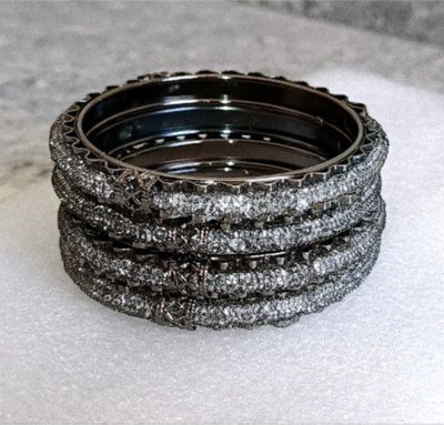 ARJS Alloy Crystal Gold-plated Bangle Set(Pack of 4)