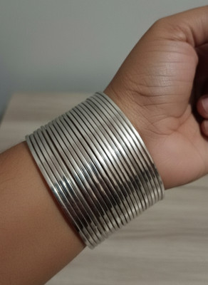 Ak fastion Metal Silver Coated Bangle Set(Pack of 12)