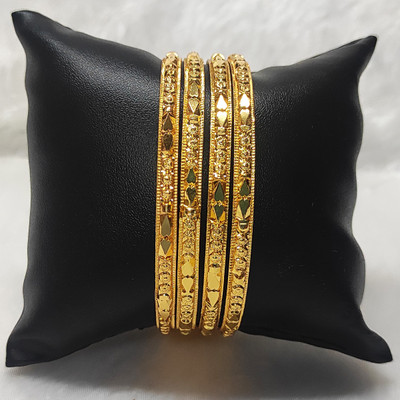 RoyalGold Brass Gold-plated Bangle(Pack of 4)
