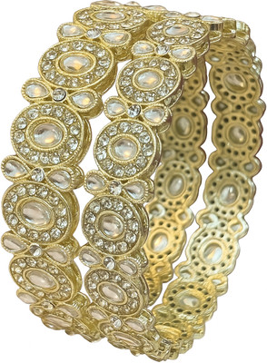 ESSENTICO Alloy Crystal Brass Bangle Set(Pack of 2)
