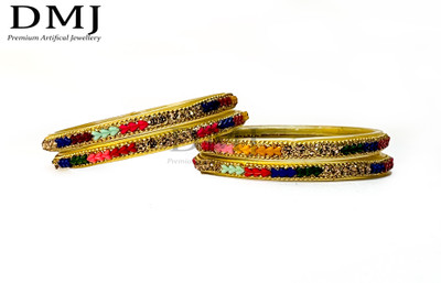 DMJ Plastic Zircon Bangle Set(Pack of 4)