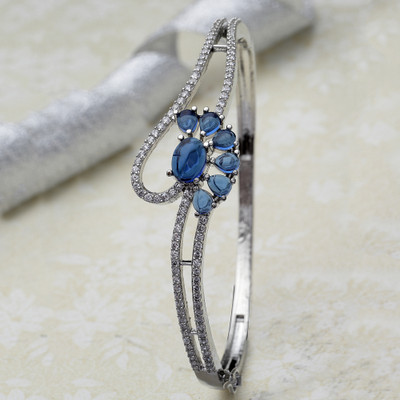 ZENEME Brass Cubic Zirconia Rhodium Bracelet
