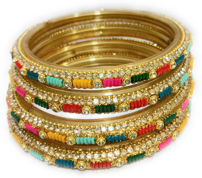 KB Corner Glass Zircon Bangle Set(Pack of 4)