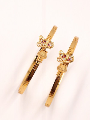 ElegantMiss Brass, Copper, Alloy Cubic Zirconia, Diamond Gold-plated Bangle(Pack of 2)