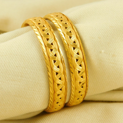 Prettything Alloy Gold-plated Bangle Set(Pack of 2)
