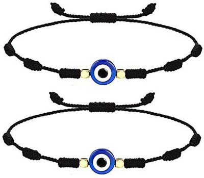 MANMORA MANMORA BLACK THREAD BLUE EVIL EYE PACK OF 2 ANKLET FOR GIRLS Fabric Anklet(Pack of 2)