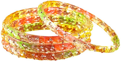 ZULKA Glass Beads, Diamond, Crystal, Zircon Bangle Set(Pack of 4)