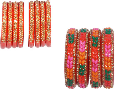 OJHA Glass Beads Bangle Set(Pack of 10)