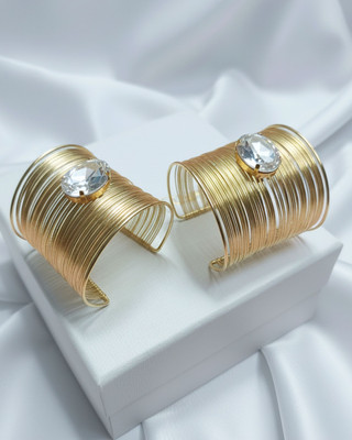 Orangenysha Brass Crystal Gold-plated Cuff(Pack of 2)
