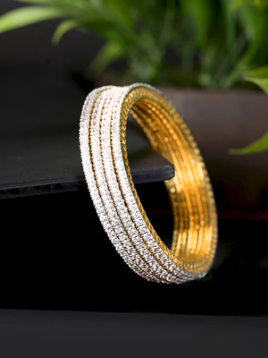 Kairangi Copper Crystal Gold-plated Bangle Set(Pack of 4)