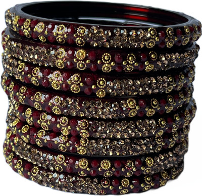 Karaavi Glass Crystal Bangle Set(Pack of 8)