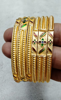 Shree Enterprises Brass Gold-plated Bangle Set(Pack of 6)