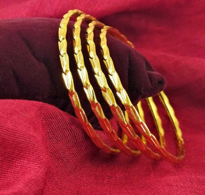 AFJ GOLD Alloy Ruby Gold-plated Bangle(Pack of 4)