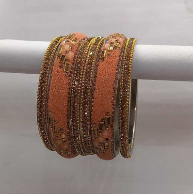 CHURA KING Alloy Crystal Silver Bangle Set(Pack of 6)