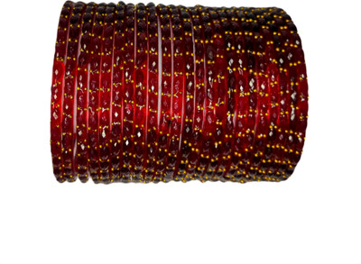 Glasswork Glass Cubic Zirconia Bangle Set(Pack of 10)