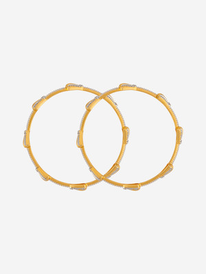 Kushal's Fashion Jewellery Copper Zircon Gold-plated Bangle Set(Pack of 2)