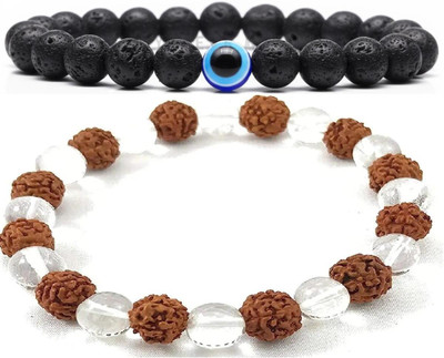 HouseOfCommon Stone, Crystal, Rudraksha Bracelet(Pack of 2)