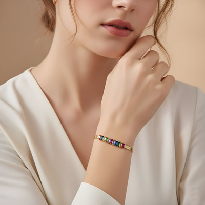 Inites Crystal, Stainless Steel Cubic Zirconia, Diamond, Crystal, Zircon Gold-plated Bracelet