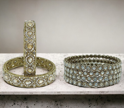 Chrishan Alloy Gold-plated Bangle Set(Pack of 2)