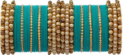 ZINEKA Metal Beads, Pearl, Zircon Gold-plated Bangle Set(Pack of 50)