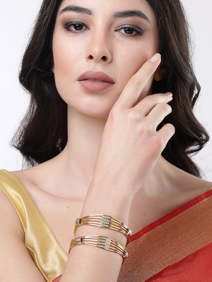 NVR Alloy Gold-plated Bangle Set(Pack of 2)