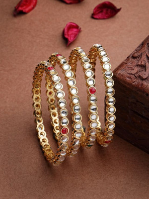NVR Alloy Gold-plated Bangle Set(Pack of 4)