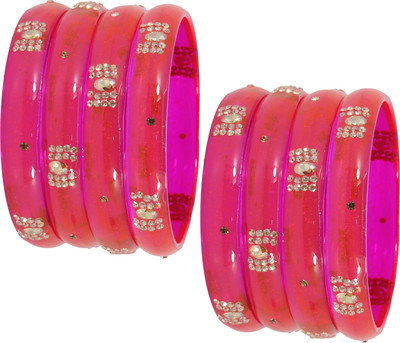 ZULKA Glass Zircon Bangle Set(Pack of 8)