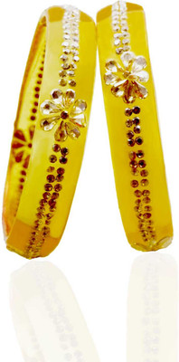 Shahi Pehnawa Glass Cubic Zirconia Bangle Set(Pack of 2)