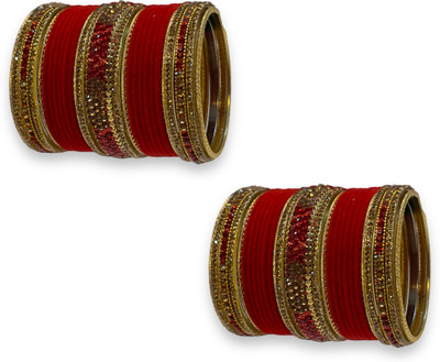 priya kangan Brass Zircon Bangle Set(Pack of 10)