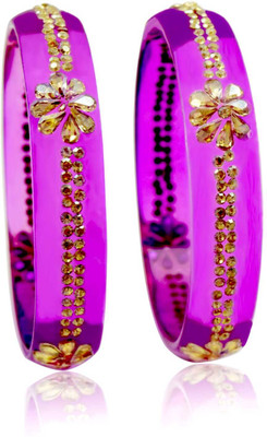 Shahi Pehnawa Glass Cubic Zirconia Bangle Set(Pack of 2)