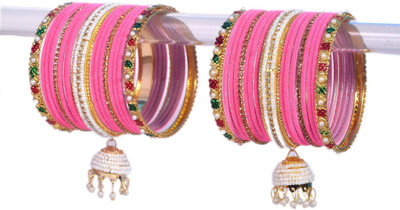 ishika Metal, Fabric Beads, Pearl, Zircon Gold-plated Chudas(Pack of 10)