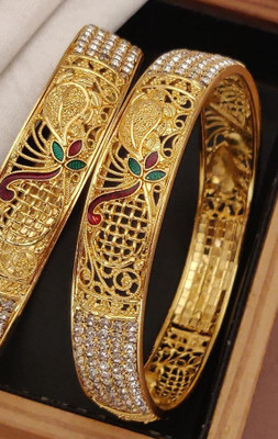 NIrjaaFashion Brass Gold-plated Bangle Set(Pack of 2)