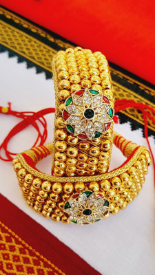 Dhanlaxmi Creation Alloy Gold-plated Bracelet Set(Pack of 2)