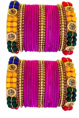RADHA MOHAN EMPIRE Fabric, Glass Bangle Set(Pack of 46)