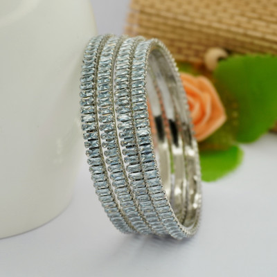 Panini Jewels Crystal, Alloy Cubic Zirconia Gold-plated Bangle Set(Pack of 4)