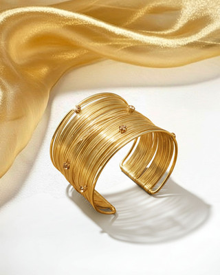 Orangenysha Brass Zircon Gold-plated Cuff