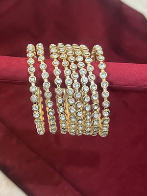ESSENTICO Alloy Cubic Zirconia Gold-plated Bangle Set(Pack of 8)