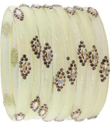 ZULKA Glass Diamond, Zircon Bangle Set(Pack of 8)