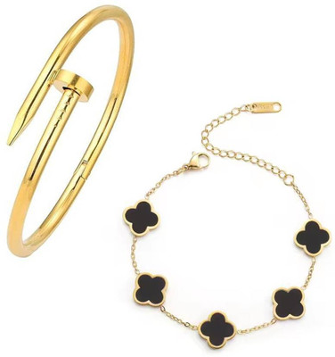 peach n pearl Alloy Gold-plated Bracelet(Pack of 2)