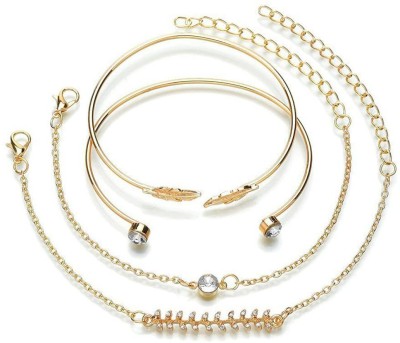 DESTINY JEWEL'S Brass Crystal Gold-plated Bracelet Set(Pack of 4)