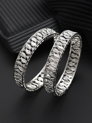 AATMANA Brass Silver Bangle Set(Pack of 2)