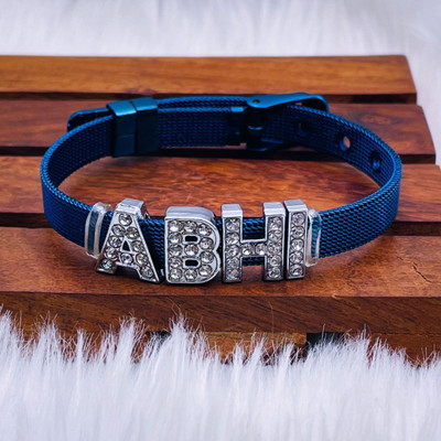 ZIVOM Stainless Steel Cubic Zirconia Rhodium Bracelet