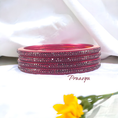 Praavya Lac Cubic Zirconia Rhodium Bangle Set(Pack of 4)
