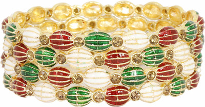 NMII Metal Zircon Bangle Set(Pack of 4)