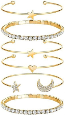 MARMORIS ECOM Alloy Gold-plated Bracelet Set(Pack of 6)