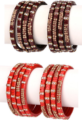 1st Time Glass Enamel Bangle Set(Pack of 8)