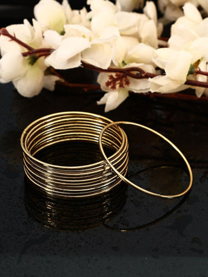 Styylo Jewels Brass Cubic Zirconia Gold-plated Bangle Set(Pack of 10)